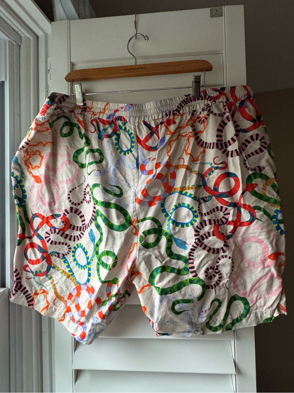 Rachel Antonoff Multicolor Snake-Print Linen-Cotton Shorts 2X Anthropologie EUC - Picture 9 of 13